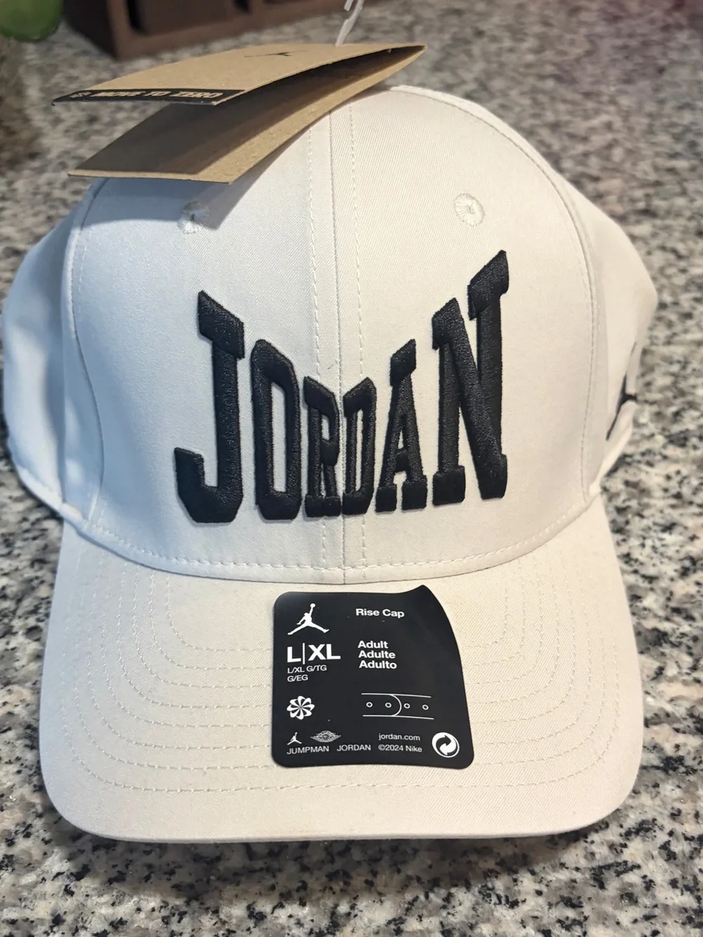 Jordan White Hat with Black Embroidered Logo